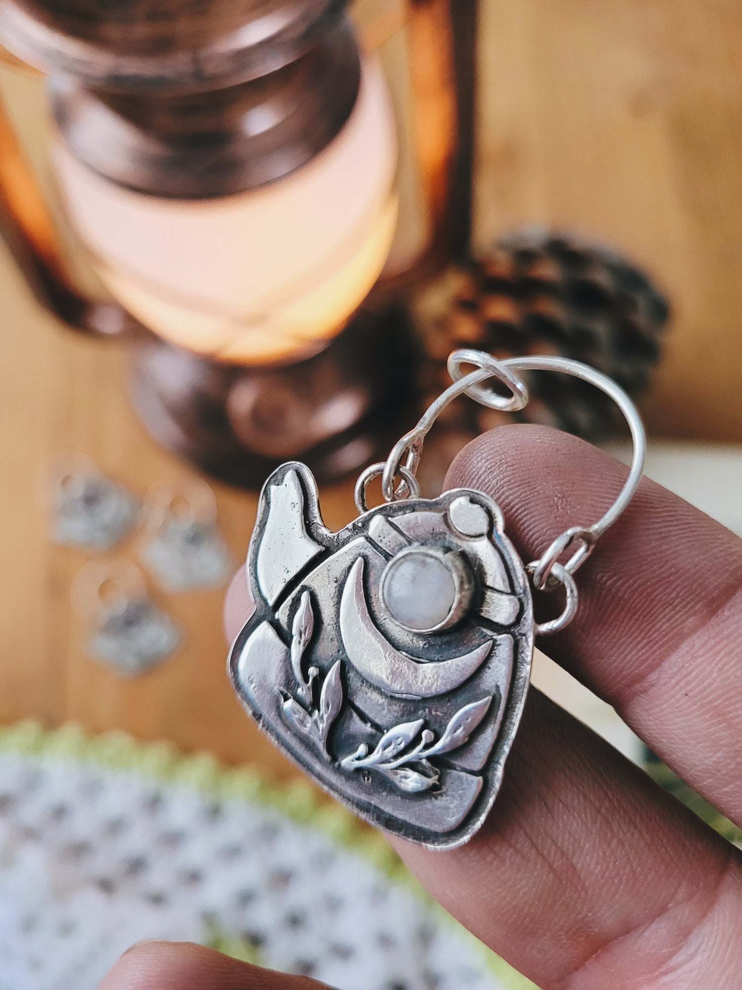 925 Sterling Silver Pendant Necklace TEAPOT GEMSTONE TALISMAN STERLING SILVER