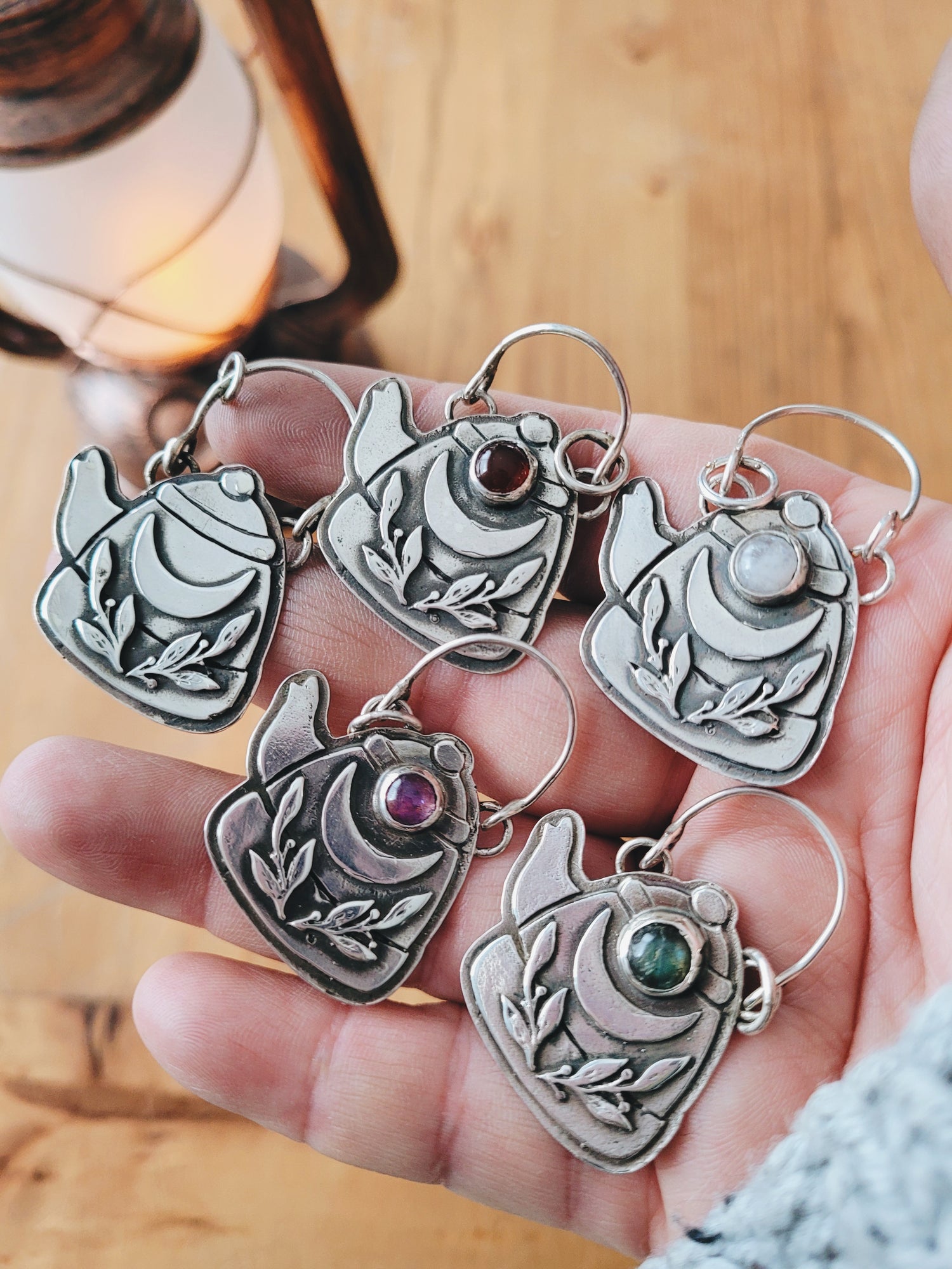 925 Sterling Silver Pendant Necklace TEAPOT GEMSTONE TALISMAN STERLING SILVER