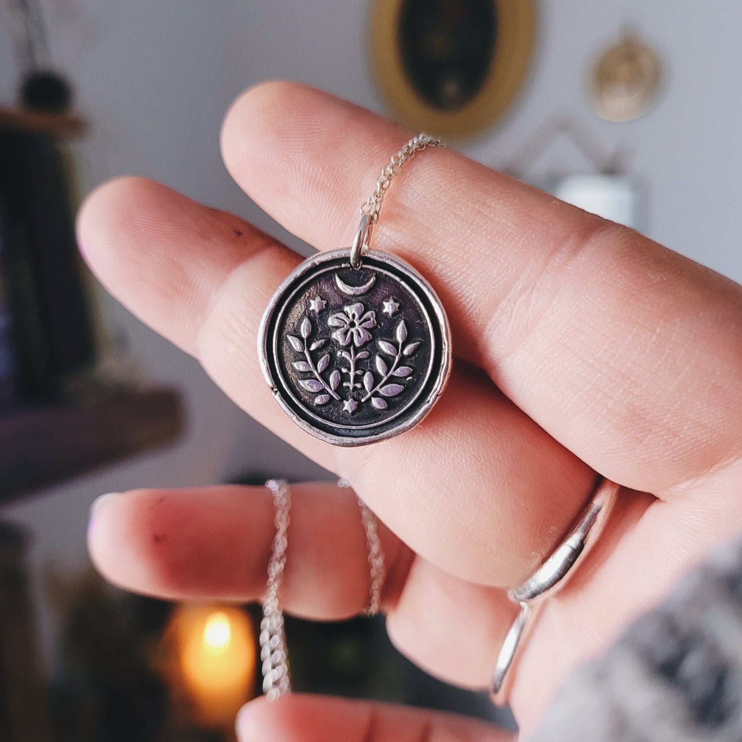 MINI FOLK STERLING SILVER WITCH TALISMAN MINI FOLKTALES AMULET PENDANT