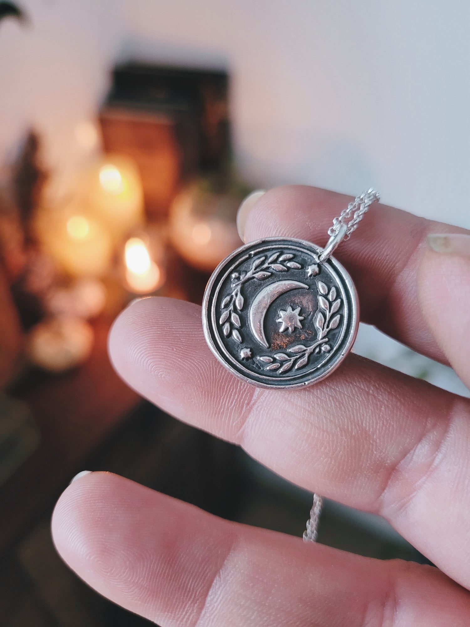 MINI MOON AND STAR BARNS STERLING SILVER WITCH TALISMAN MINI FOLKTALES AMULET PENDANT