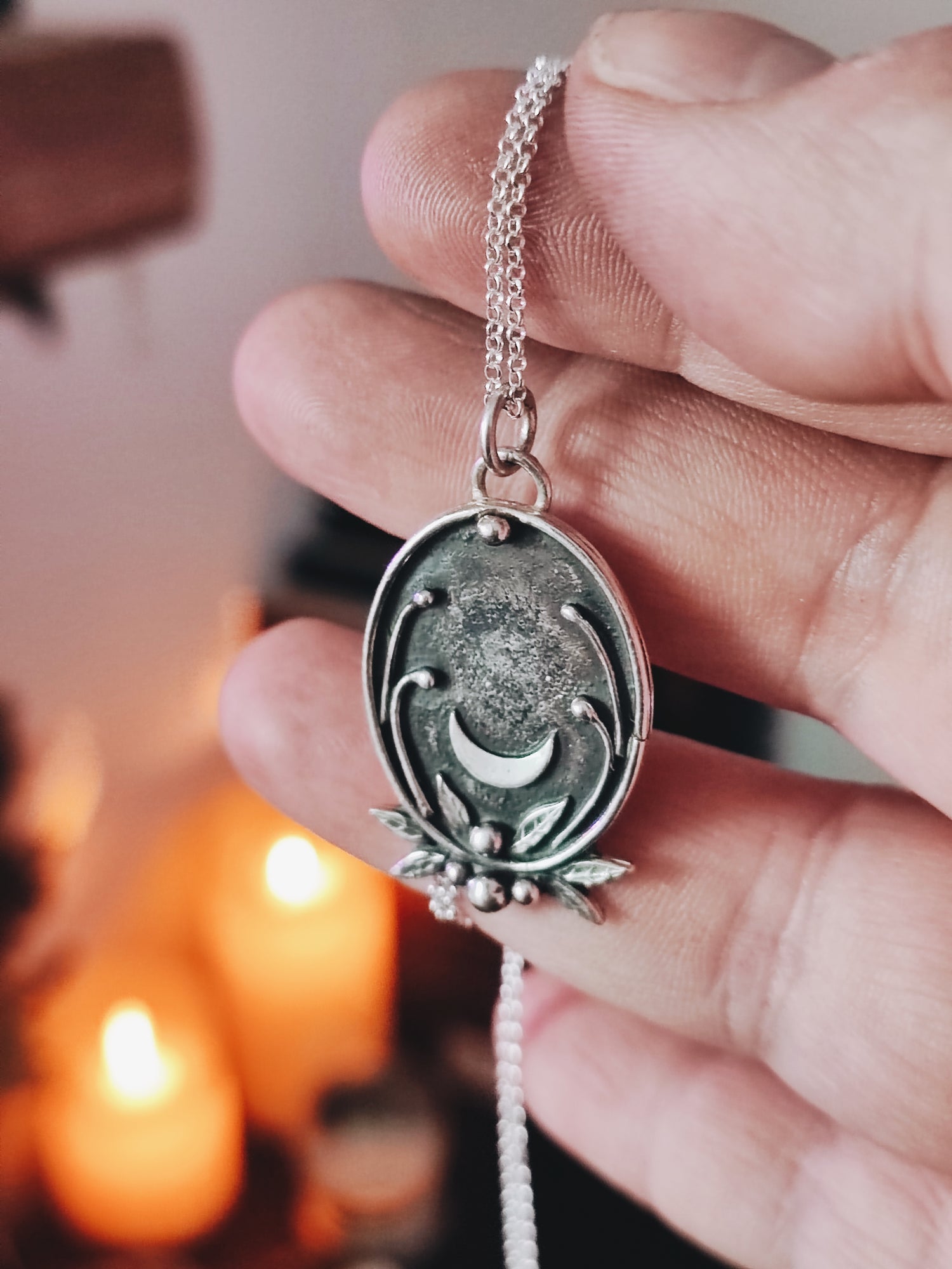 ART NOUVEAU PENDANT STERLING SILVER TALISMAN MEDAL GEMSTONE AMULET PENDANT WITCH PRESENT