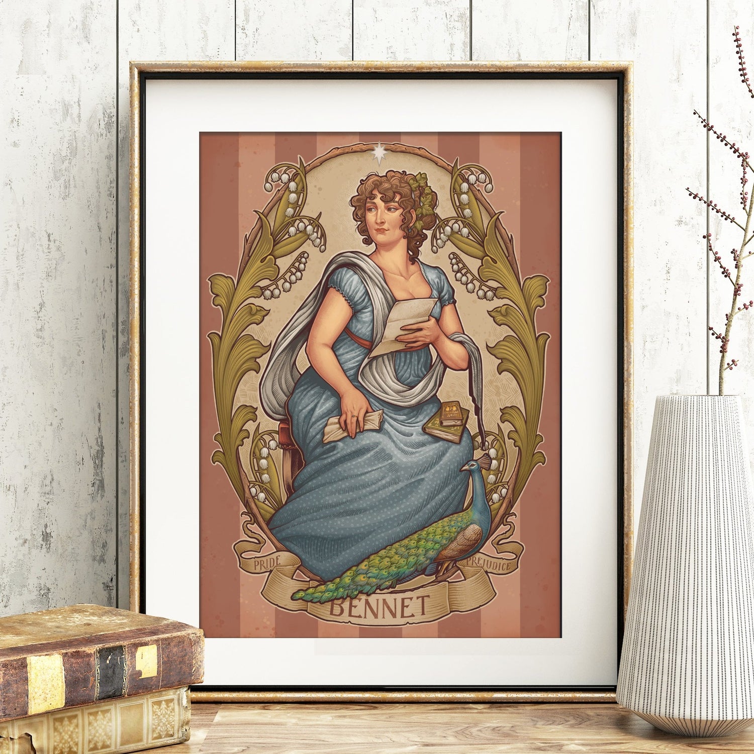 LIZZIE BENNET  PRIDE AND PREJUDICE ART NOUVEAU  PRINT MEDUSA DOLLMAKER