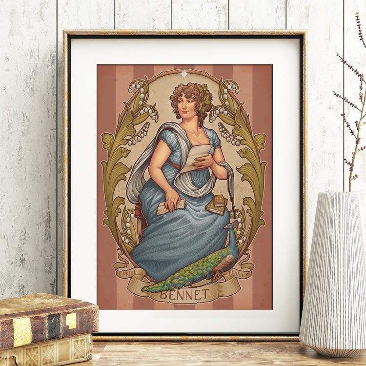 LIZZIE BENNET  PRIDE AND PREJUDICE ART NOUVEAU  PRINT MEDUSA DOLLMAKER