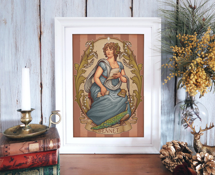 PRIDE AND PREJUDICE PRINT SET - 2 PRINTS ART NOUVEAU DinA4 - 8x11'' - Mr Darcy and Elizabeth Bennet -Art by Medusa Dollmaker