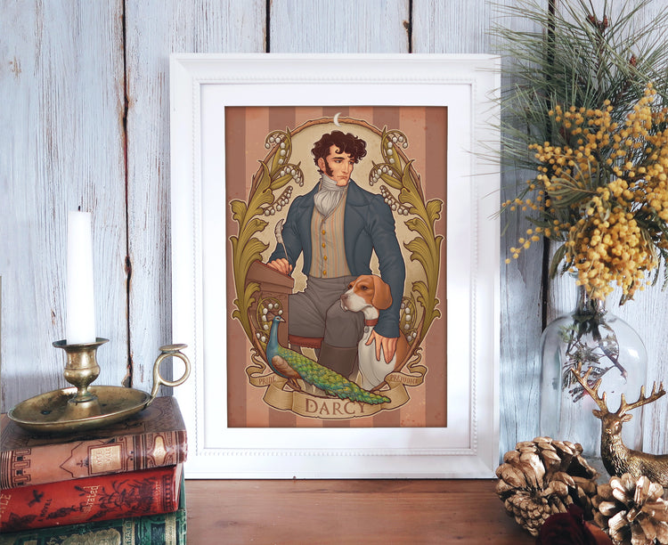 PRIDE AND PREJUDICE PRINT SET - 2 PRINTS ART NOUVEAU DinA4 - 8x11'' - Mr Darcy and Elizabeth Bennet -Art by Medusa Dollmaker