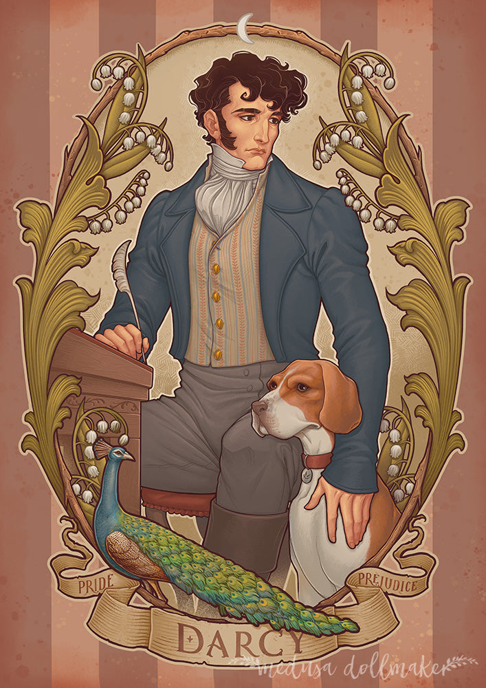 MR DARCY - PRIDE AND PREJUDICE NOUVEAU PRINT DinA4 - 8x11'' - Art by Medusa Dollmaker