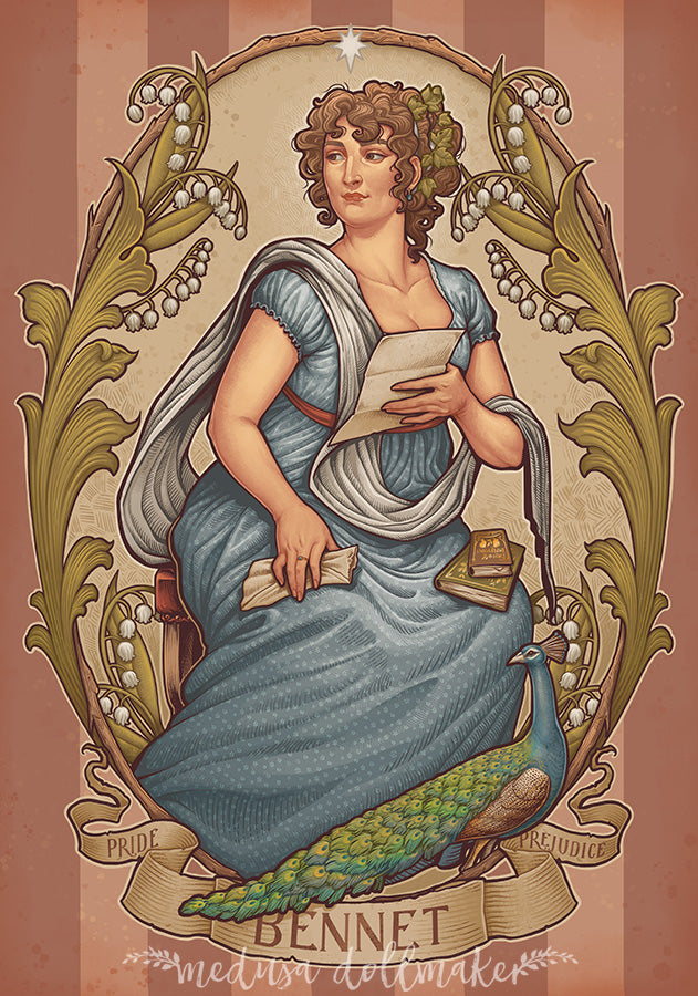 LIZZIE BENNET  PRIDE AND PREJUDICE ART NOUVEAU  PRINT MEDUSA DOLLMAKER