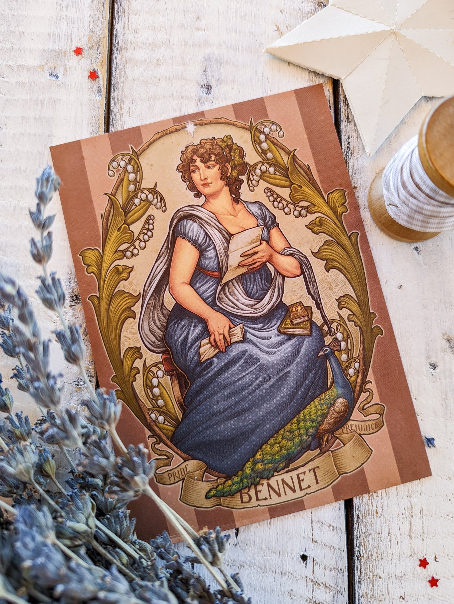 LIZZIE BENNET  PRIDE AND PREJUDICE ART NOUVEAU  POSTCARD MEDUSA DOLLMAKER