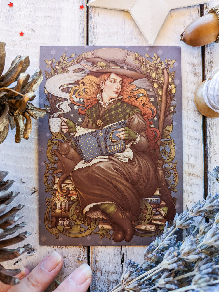 FOLK WITCH FOLK TALES RED HAIR ART NOUVEAU BOOK CAT TEA WOODS