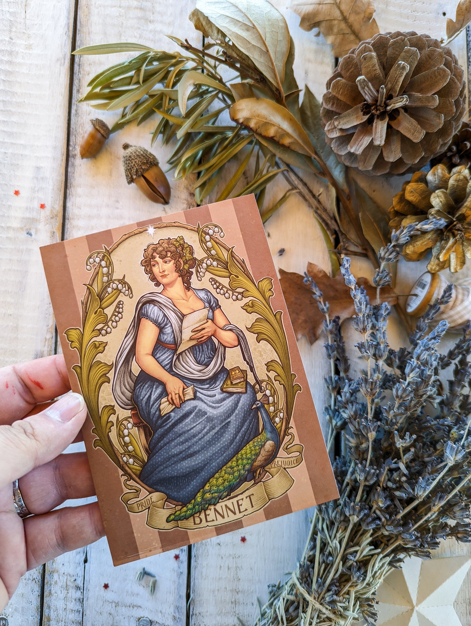 LIZZIE BENNET  PRIDE AND PREJUDICE ART NOUVEAU  POSTCARD MEDUSA DOLLMAKER