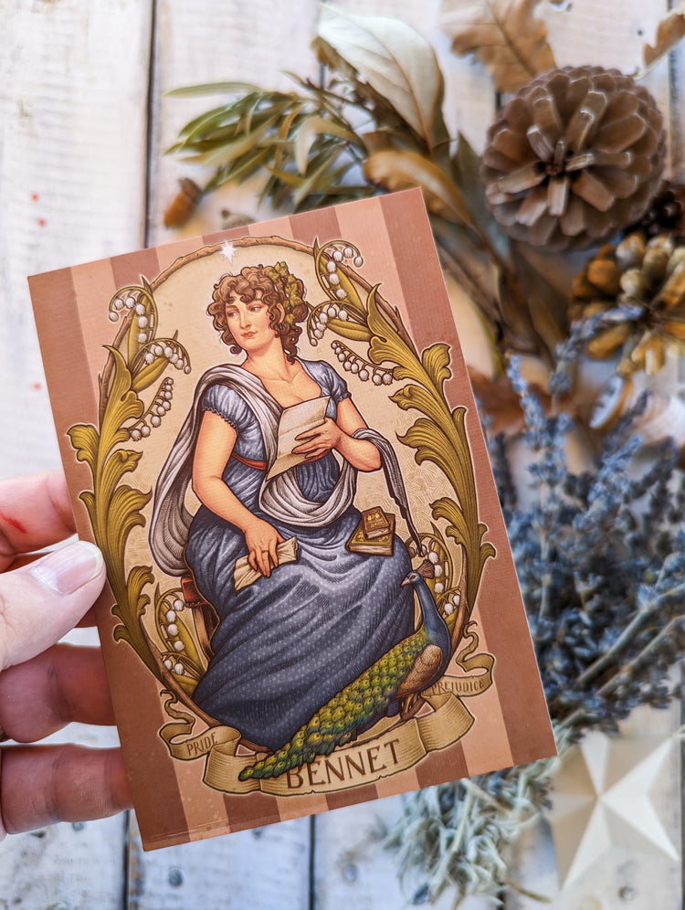LIZZIE BENNET  PRIDE AND PREJUDICE ART NOUVEAU  POSTCARD MEDUSA DOLLMAKER