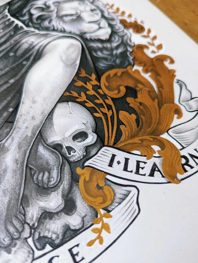INVICTUS ARTE ORIGINAL - LÁPIZ, TINTA y GOUACHE DORADO ILUSTRACIÓN DinA3