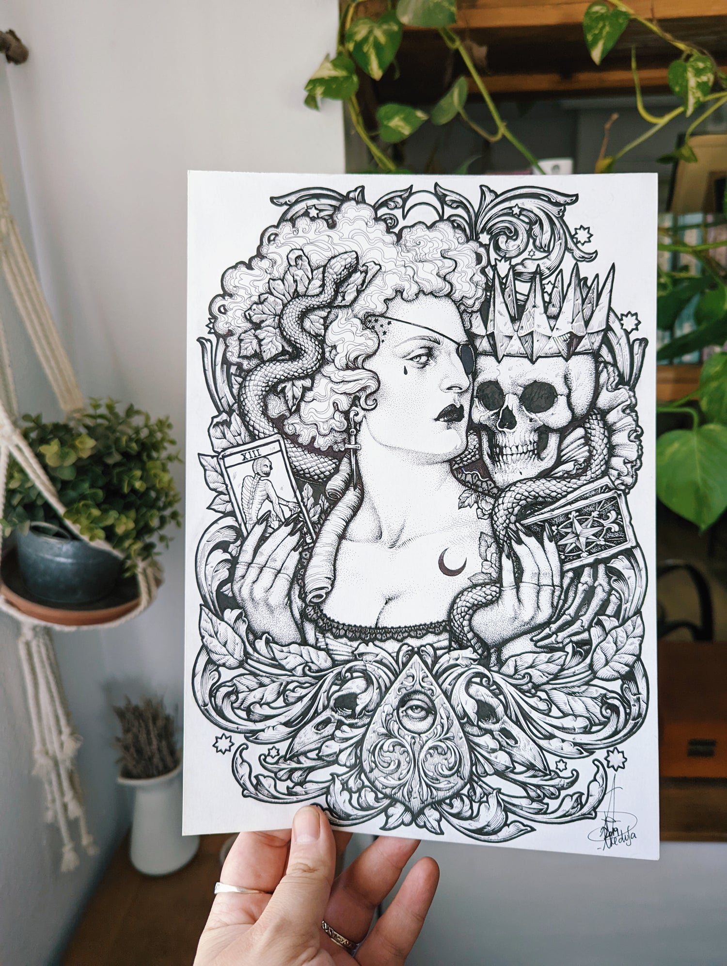ORIGINAL ART MADAME PLANCHETTE MEDUSA DOLLMAKER