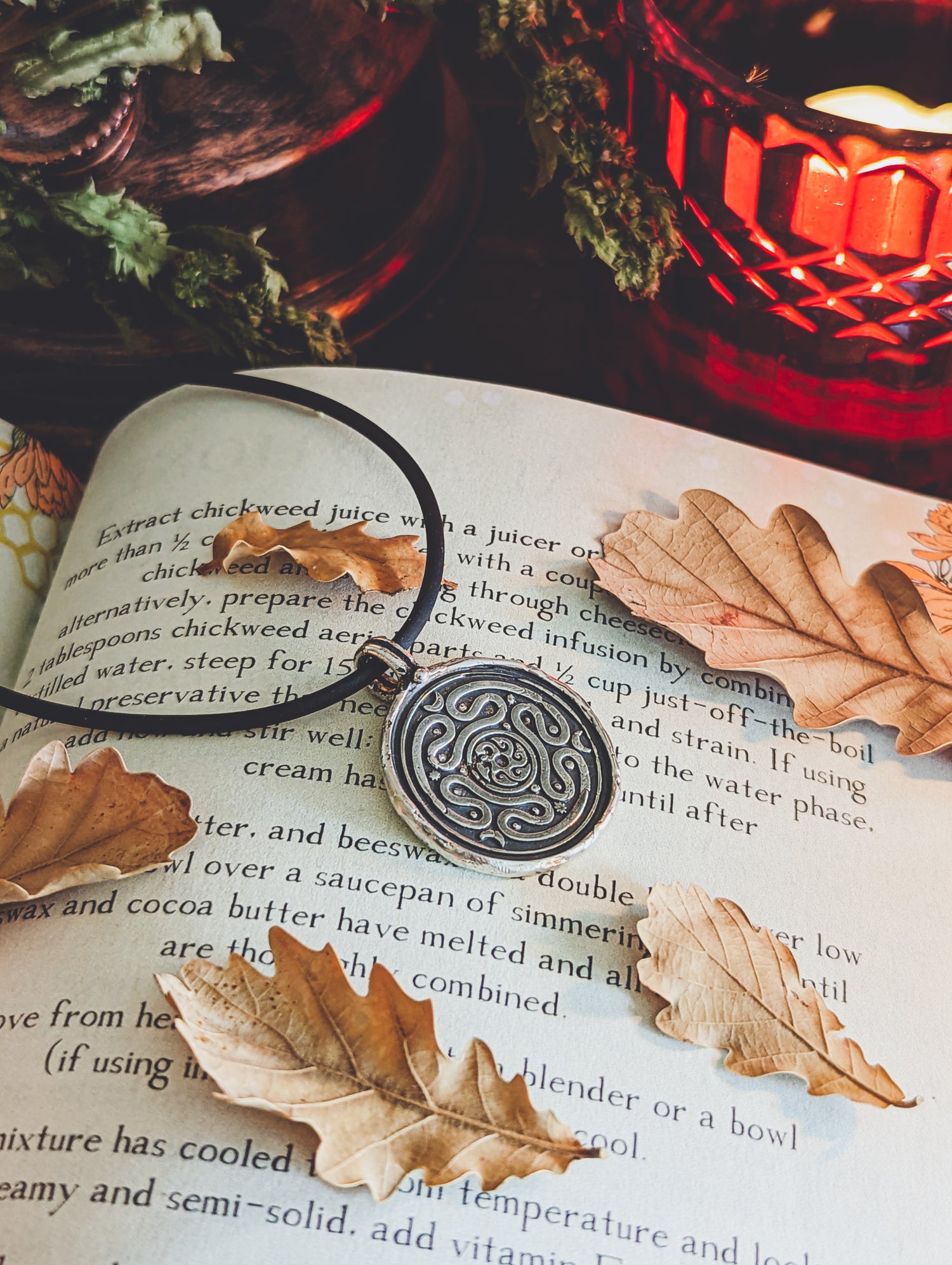 HECATE WHEEL COIN PENDANT RUSTIC SILVER TALISMAN NECKLACE WAX STAMP