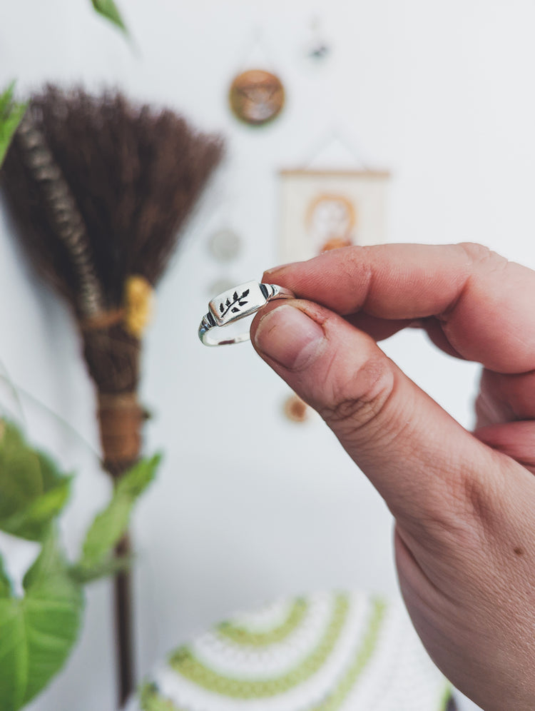 sterling silver 925 ring herbal fine handmade