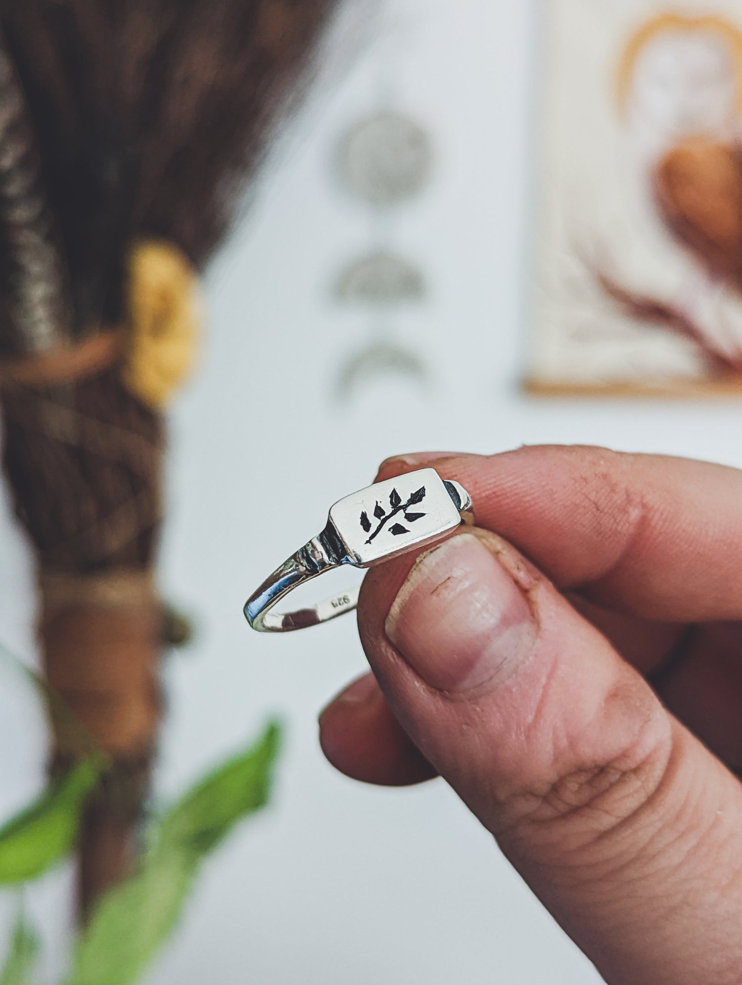 sterling silver 925 ring herbal fine handmade