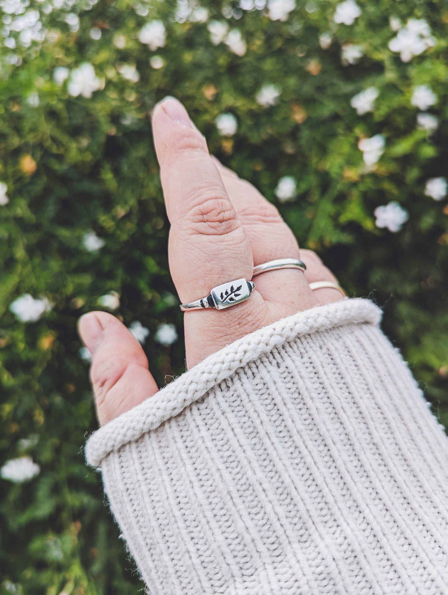 sterling silver 925 ring herbal fine handmade