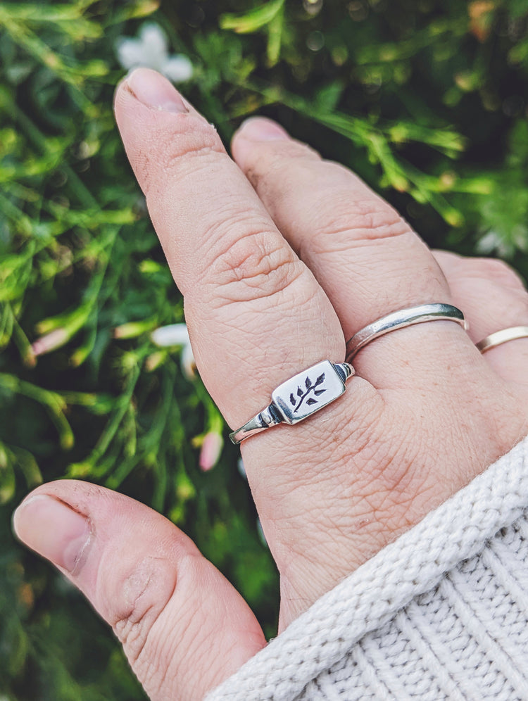 sterling silver 925 ring herbal fine handmade