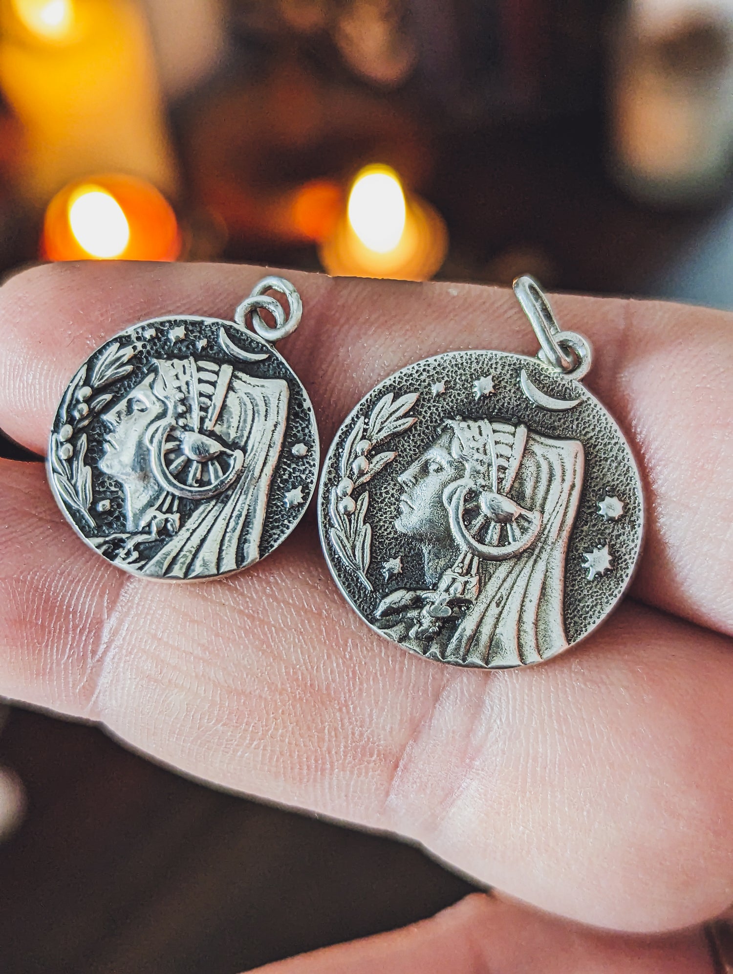 iberian hecate sterling silver jewelry dama íbera moon and stars jewel woman face iberian sterling silver