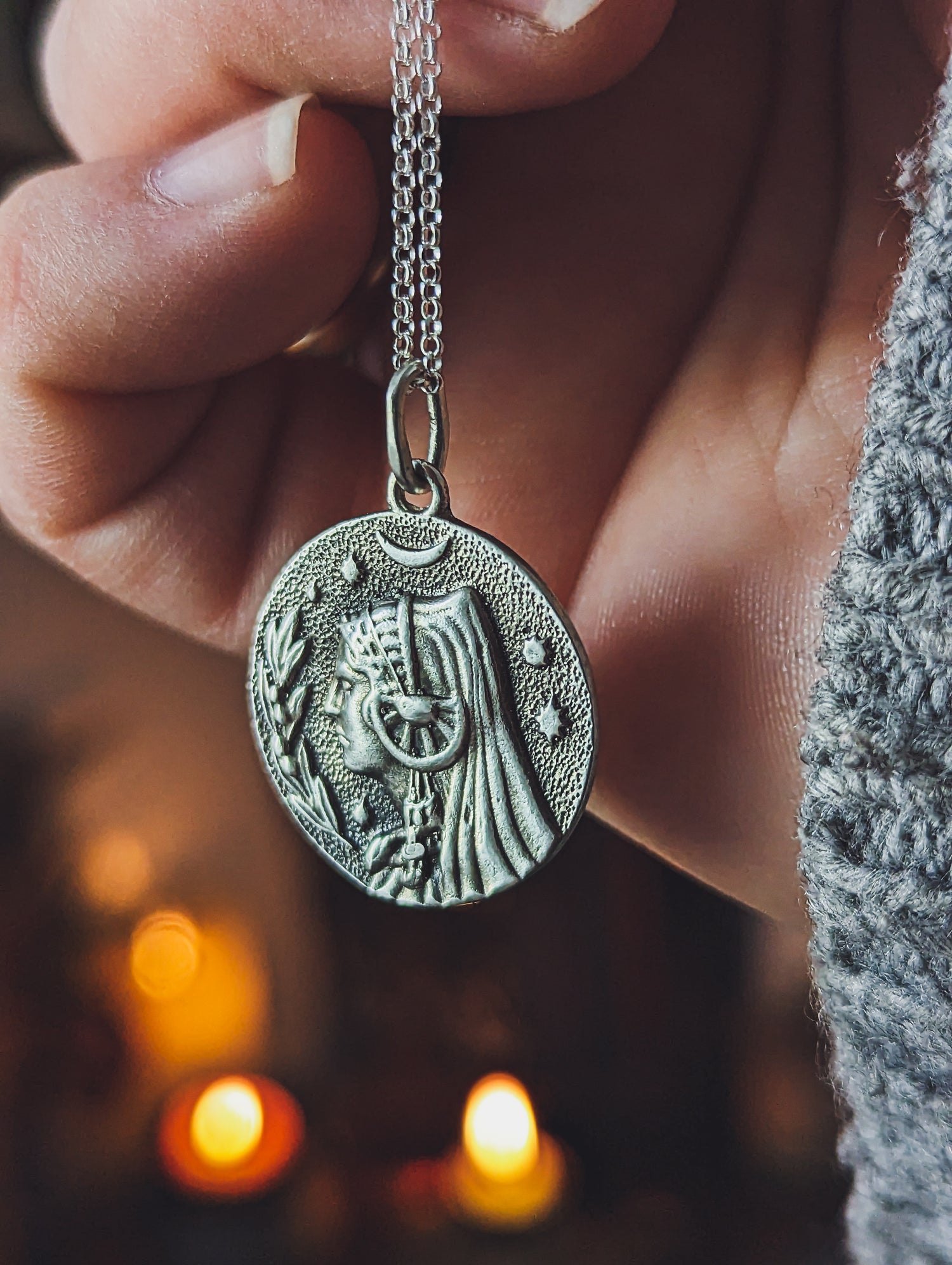 iberian hecate sterling silver jewelry dama íbera moon and stars jewel woman face iberian sterling silver