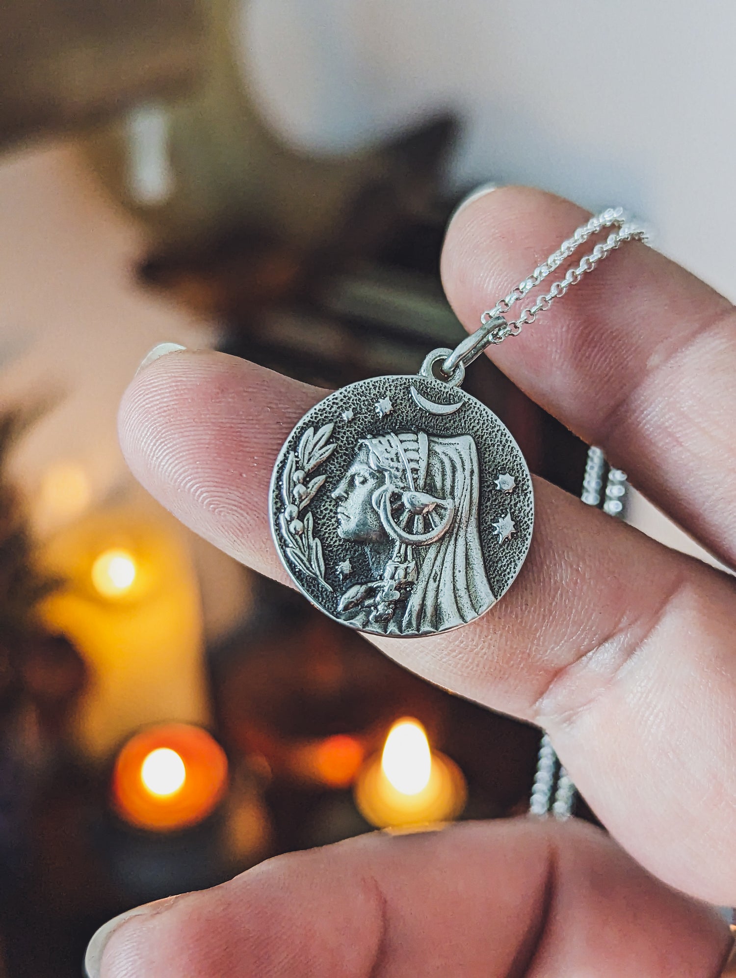 iberian hecate sterling silver jewelry dama íbera moon and stars jewel woman face iberian sterling silver