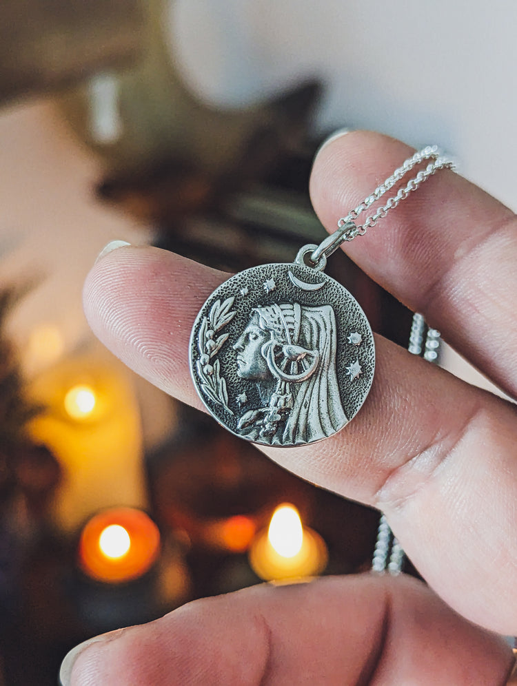 iberian hecate sterling silver jewelry dama íbera moon and stars jewel woman face iberian sterling silver