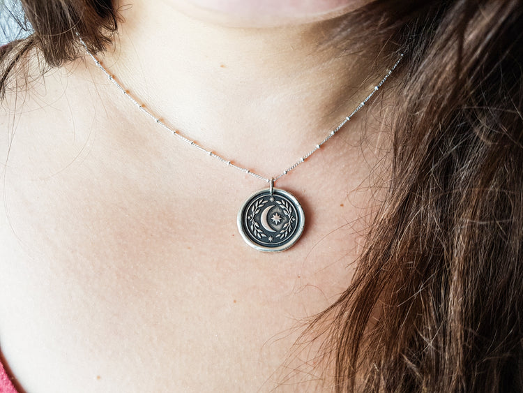 MOON TALISMAN Pendant NECKLACE TALISMAN AMULET WITCH WITCHCRAFT MOON STARS BARN BIG PENDANT