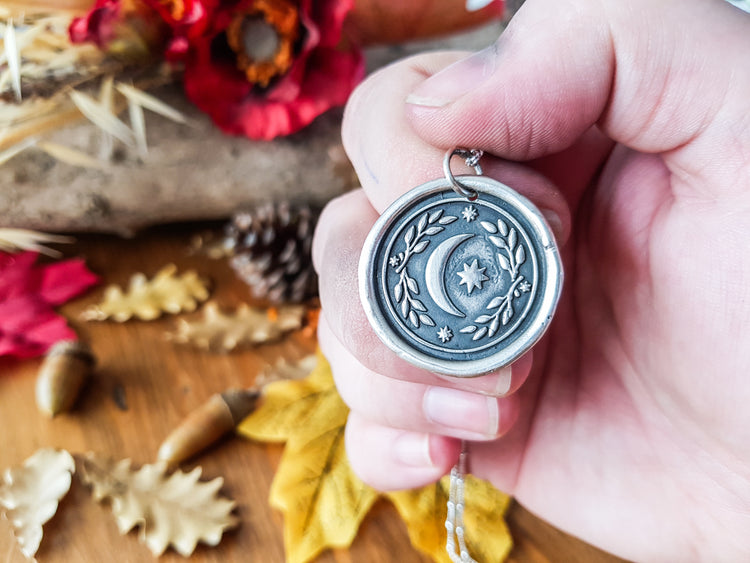 MOON TALISMAN Pendant NECKLACE TALISMAN AMULET WITCH WITCHCRAFT MOON STARS BARN BIG PENDANT