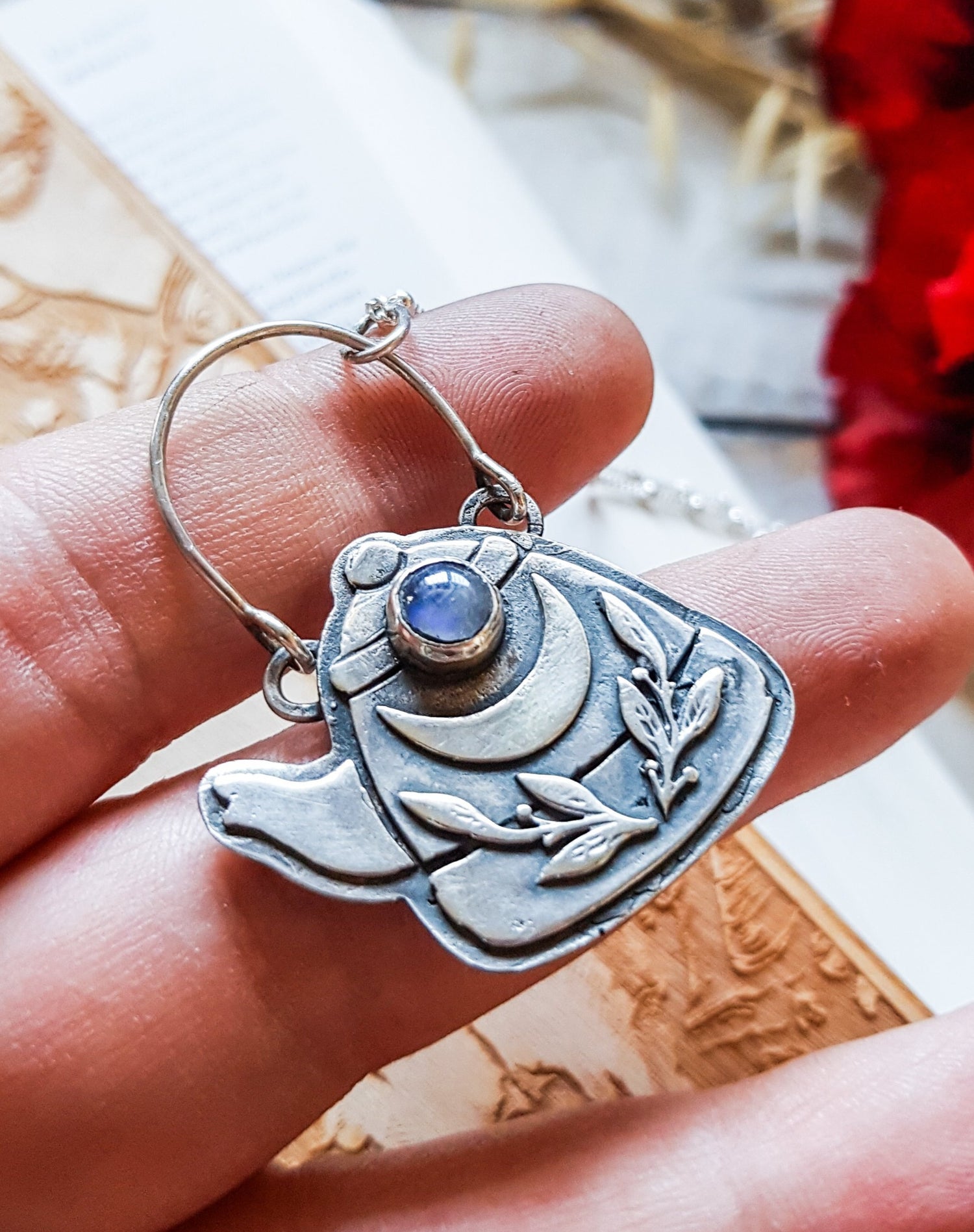925 Sterling Silver Pendant Necklace TEAPOT GEMSTONE TALISMAN STERLING SILVER