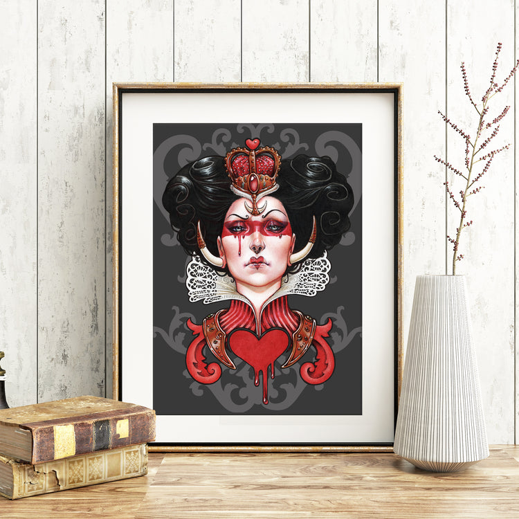 Wonderland RED QUEEN Printed Framed Art ORIGINAL ART MEDUSA DOLLMAKER