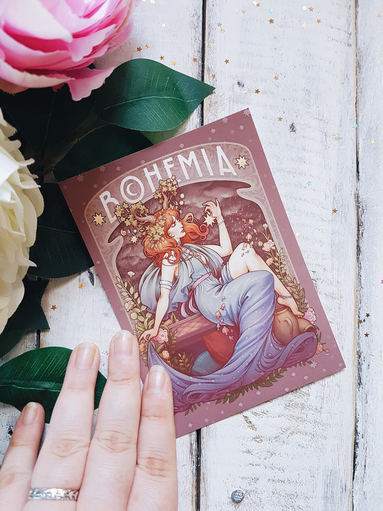 BOHEMIA Printed Framed Art print florence redhair goddess oman flower horns stars