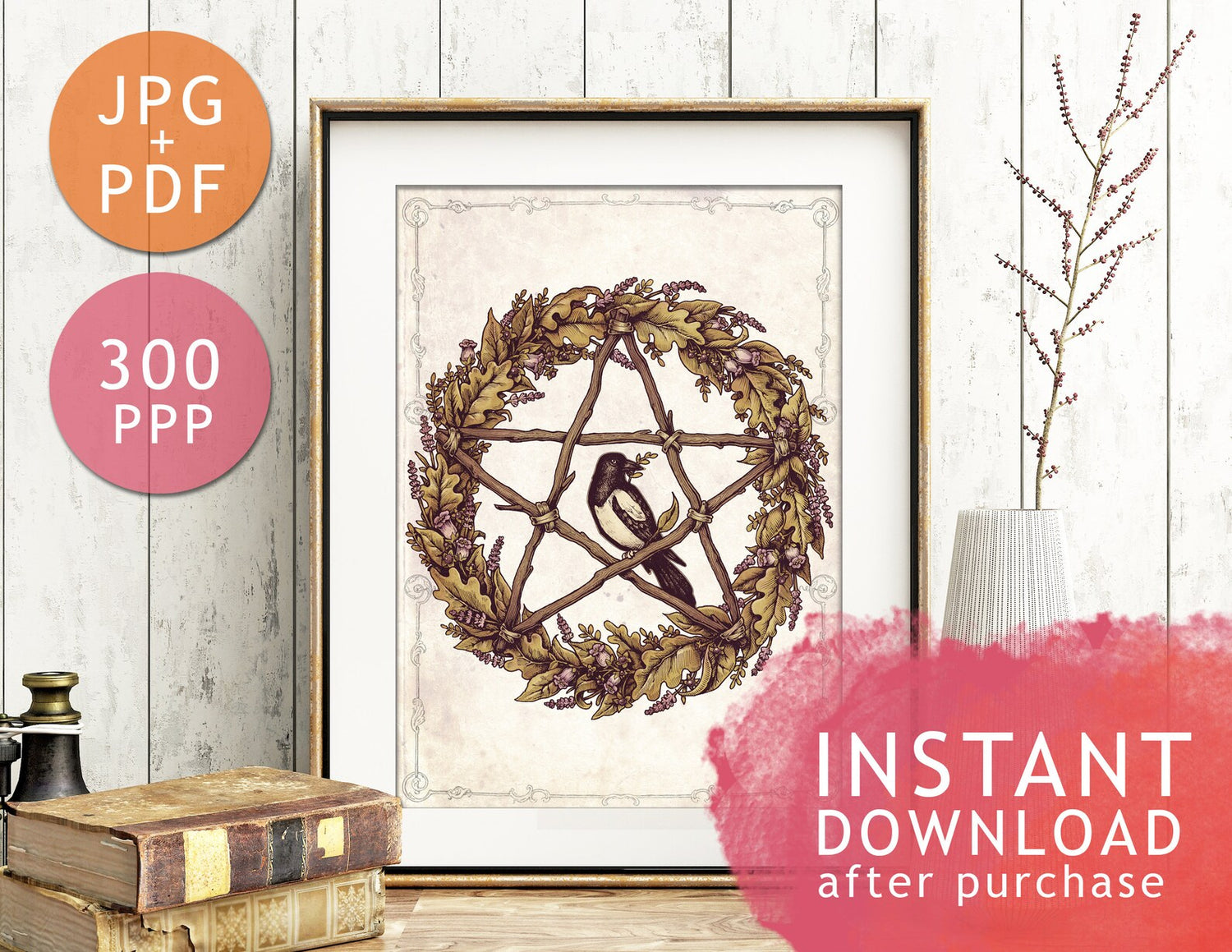 DIGITAL download Botanical pentacle original medusa dollmaker instant download