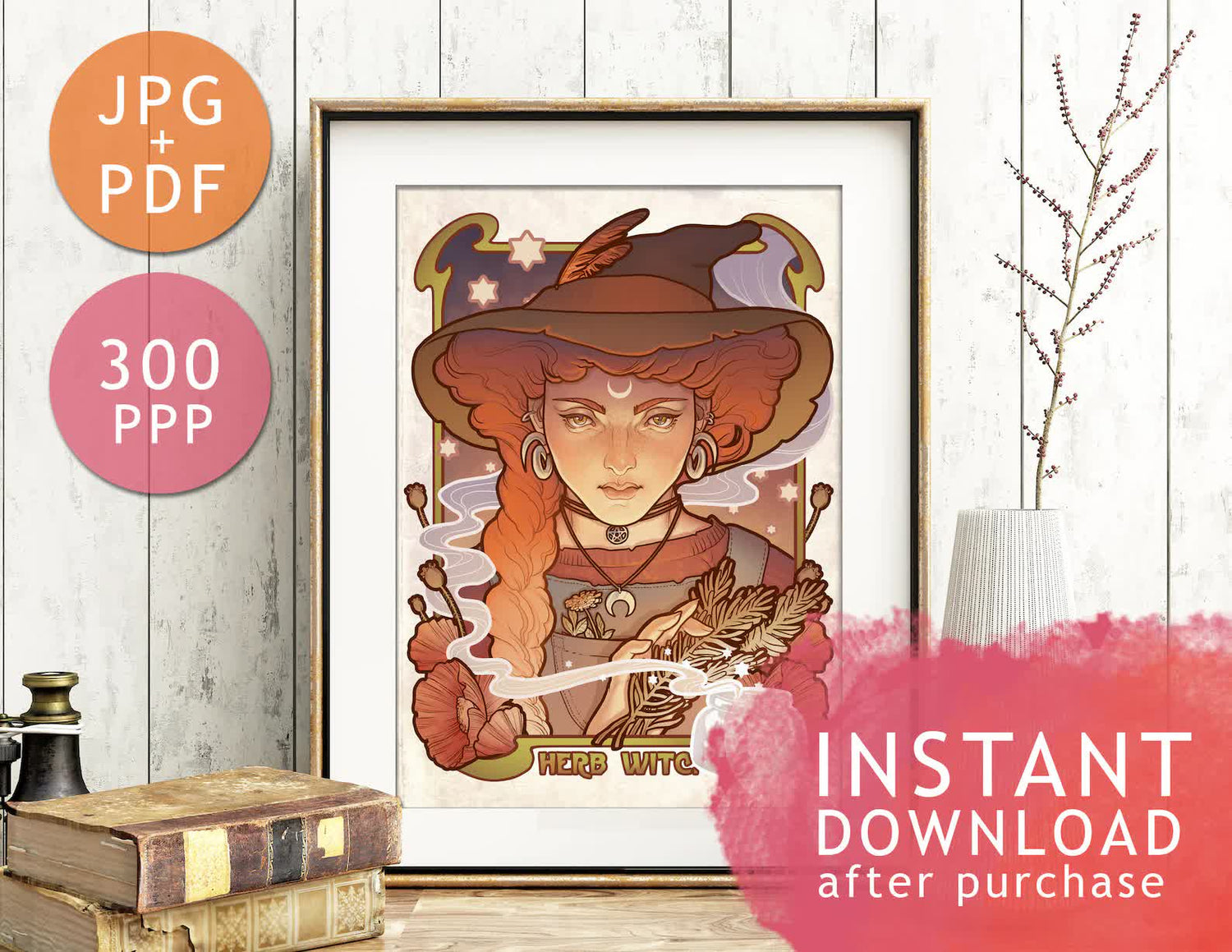 DIGITAL PRINTABLE - HERB WITCH + BONUS FILES - ORIGINAL BY MEDUSA DOLLMAKER