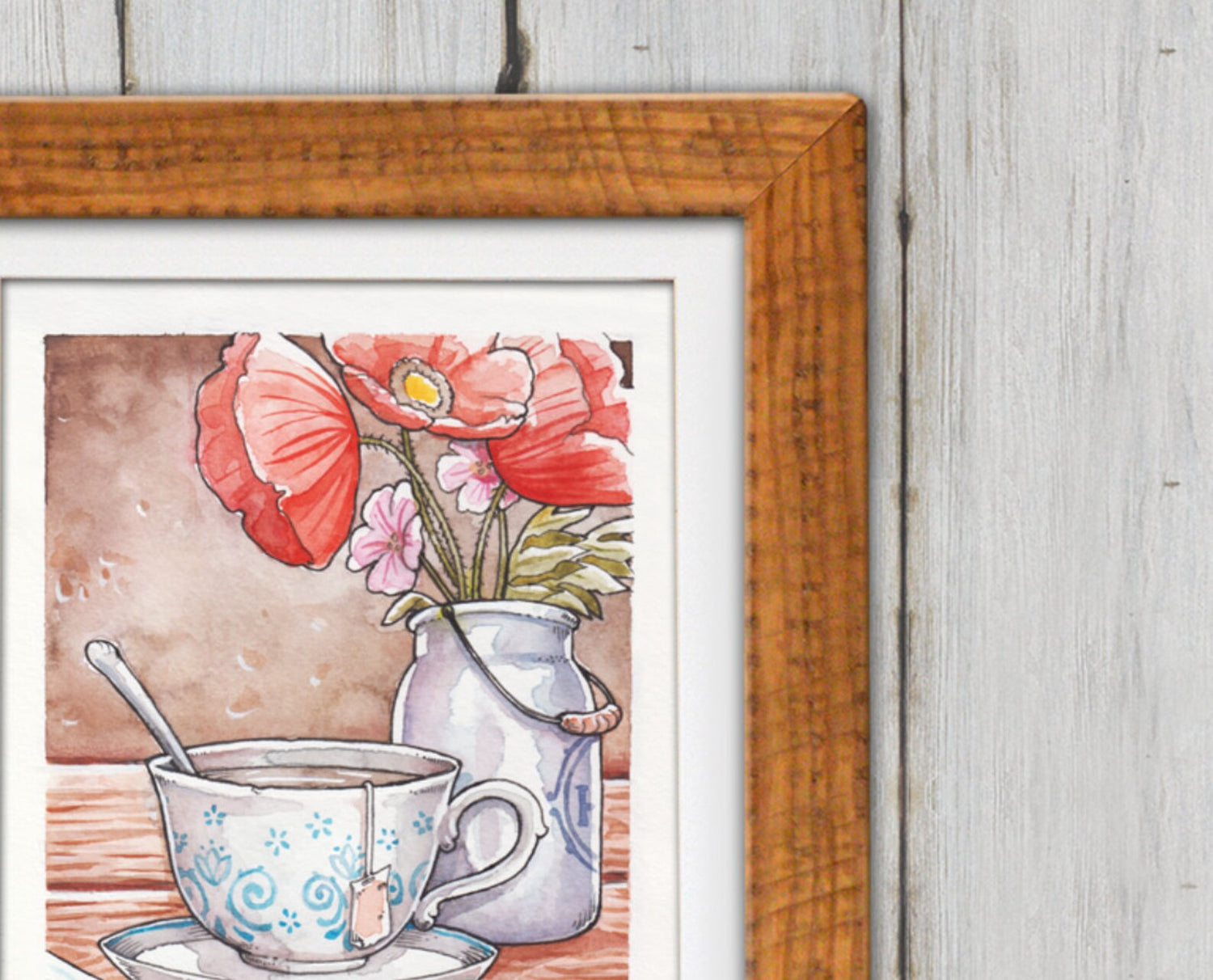 DIGITAL PRINTABLE - TEA POPPIES WATERCOLOR FOLK ELEMENTS + BONUS FILES - ORIGINAL BY MEDUSA DOLLMAKER