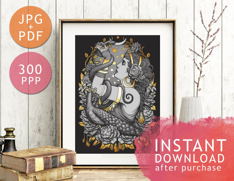 DIGITAL PRINTABLE - TRIBAL BELLY DANCER + BONUS FILES - ORIGINAL BY MEDUSA DOLLMAKER