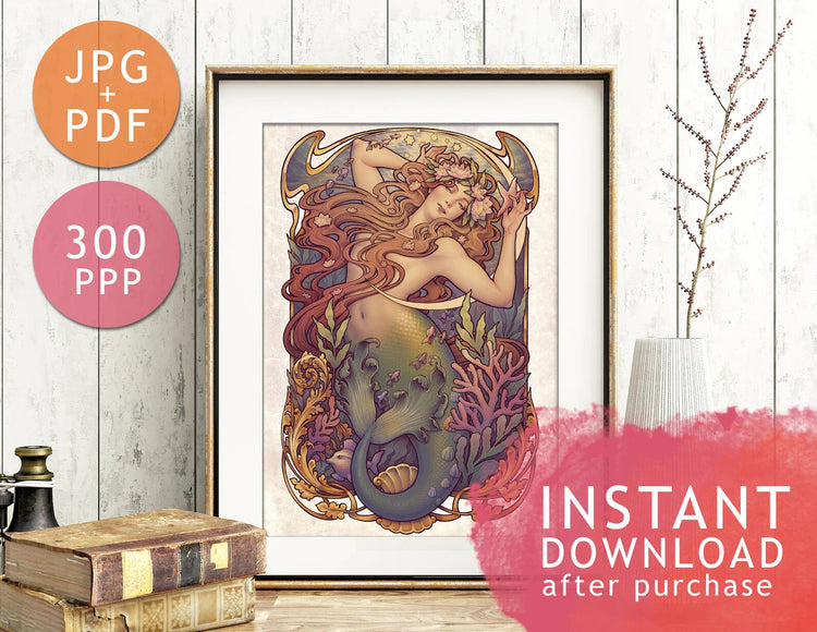 DIGITAL download mermaid coral sea original medusa dollmaker instant download