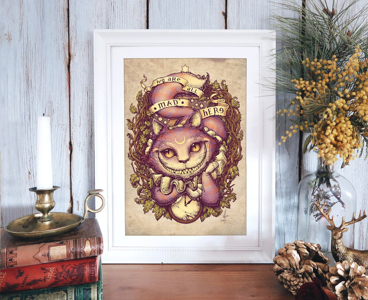 DIGITAL PRINTABLE - CHESHIRE WATERCOLOR FOLK ELEMENTS + BONUS FILES - ORIGINAL BY MEDUSA DOLLMAKER