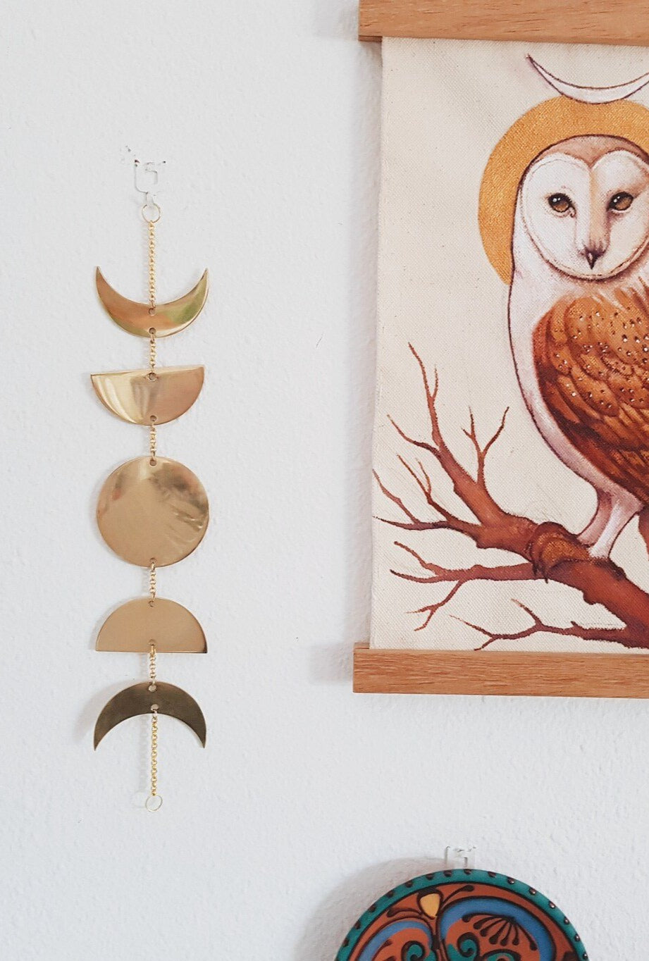 MOON PHASES BRASS WALL HANGIGN MINIMALIST GOLDEN HOME DECOR WALL ART MEDUSA DOLLMAKER
