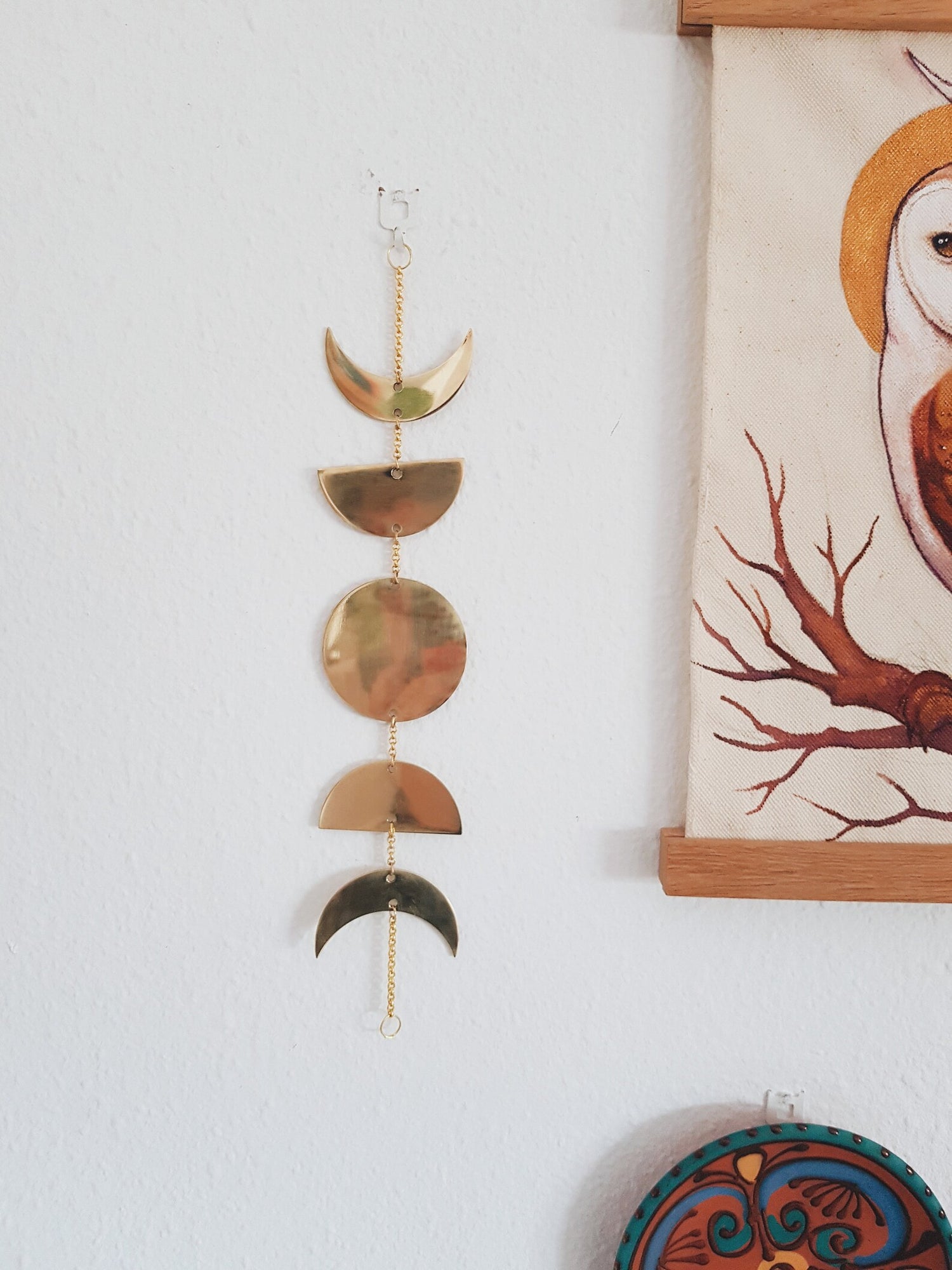 MOON PHASES BRASS WALL HANGIGN MINIMALIST GOLDEN HOME DECOR WALL ART MEDUSA DOLLMAKER