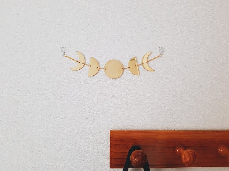 MOON PHASES BRASS WALL HANGIGN MINIMALIST GOLDEN HOME DECOR WALL ART MEDUSA DOLLMAKER