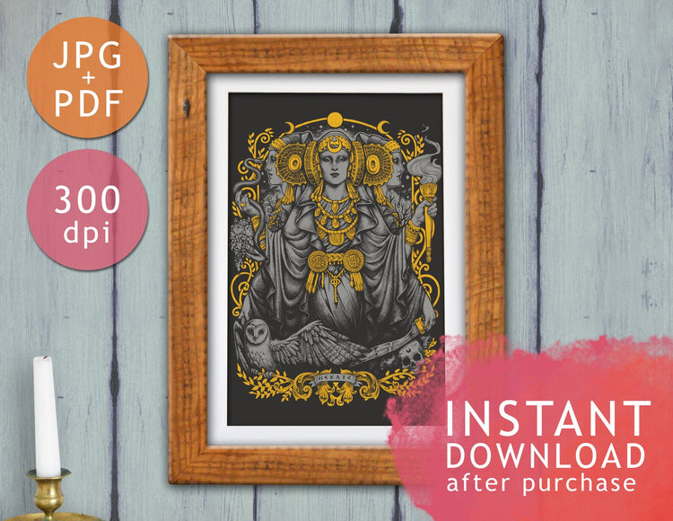 DIGITAL PRINTABLE - HECATE WATERCOLOR FOLK ELEMENTS + BONUS FILES - ORIGINAL BY MEDUSA DOLLMAKER