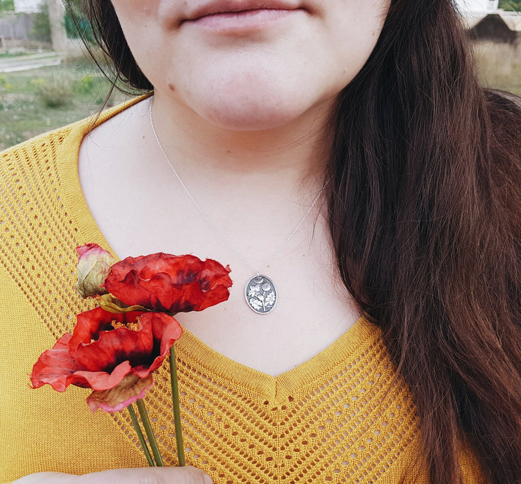 Silver Pendant Necklace Silver Pendant Necklace datura stramonium witch herb witchcraft pendant sterling silver 925 botanical stuff