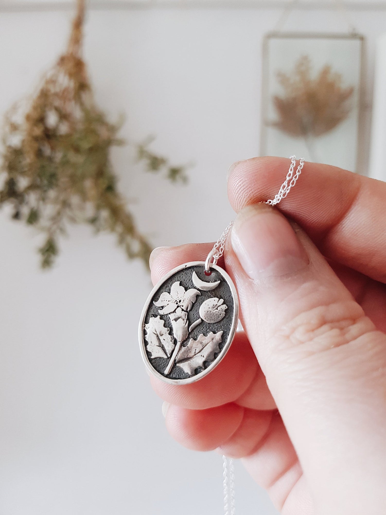 Silver Pendant Necklace Silver Pendant Necklace datura stramonium witch herb witchcraft pendant sterling silver 925 botanical stuff