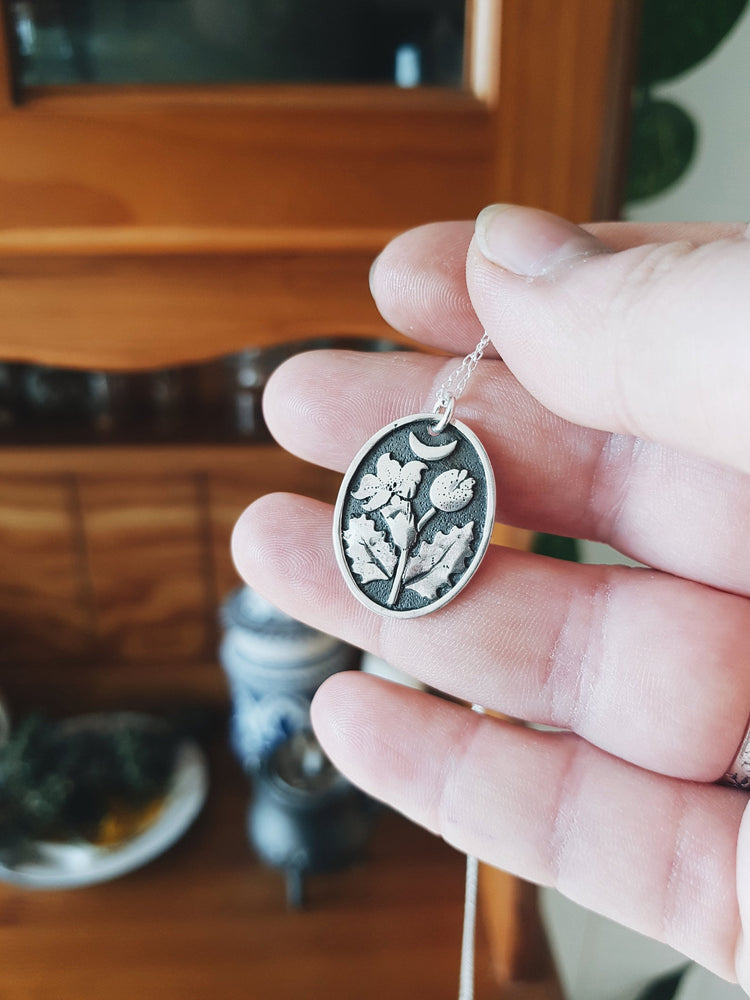 Silver Pendant Necklace Silver Pendant Necklace datura stramonium witch herb witchcraft pendant sterling silver 925 botanical stuff