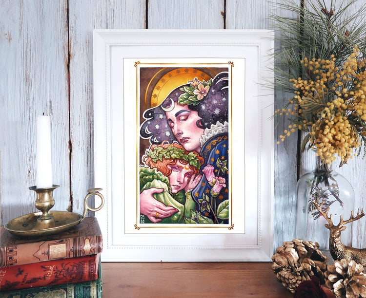 DIGITAL PRINTABLE - NIGHT MOTHER OF WITCHES WATERCOLOR FOLK ELEMENTS + BONUS FILES - ORIGINAL BY MEDUSA DOLLMAKER