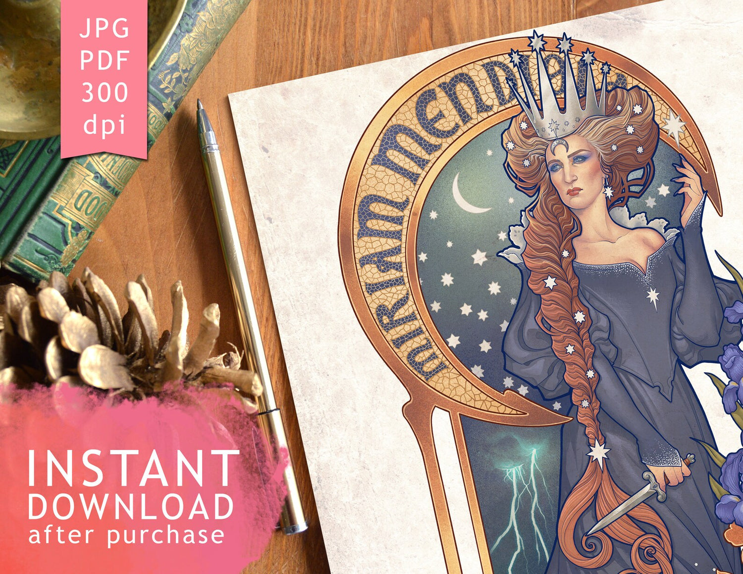 DIGITAL PRINTABLE - MIRIAM MENDIOLA WATERCOLOR FOLK ELEMENTS + BONUS FILES - ORIGINAL BY MEDUSA DOLLMAKER
