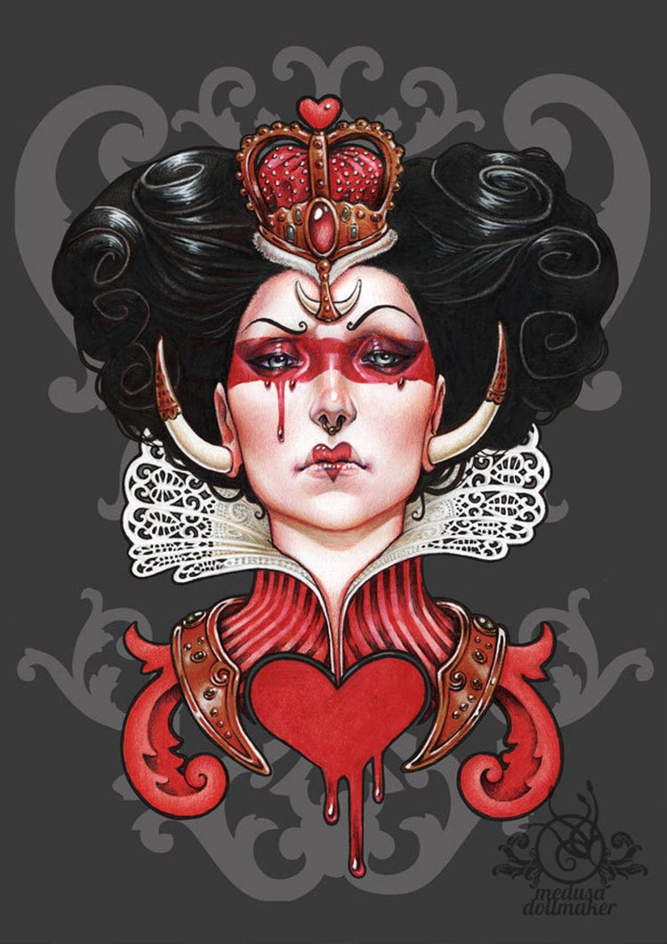 Wonderland RED QUEEN Printed Framed Art ORIGINAL ART MEDUSA DOLLMAKER
