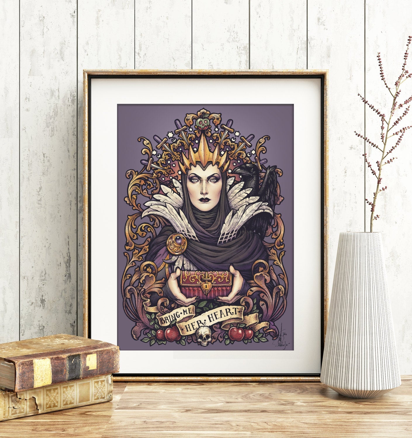 EVIL QUEEN PRINT A4 CROWN BOX STARS  ORIGINAL ART BY MEDUSA DOLLMAKER
