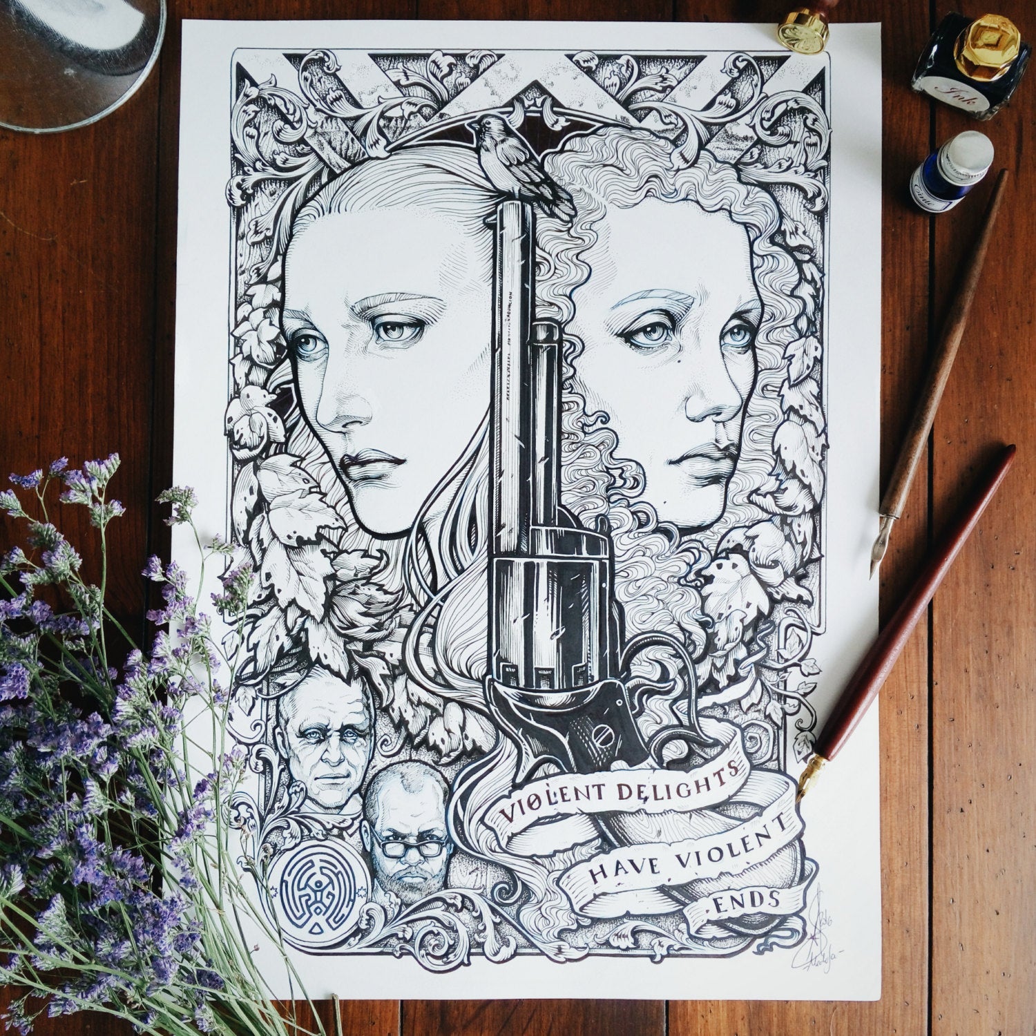WESTWORLD ORIGINAL ART MEDUSA DOLLMAKER INK