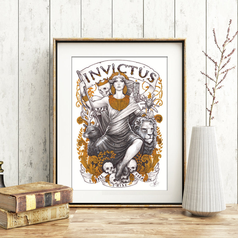 INVICTUS RESILIENCE Printed Framed Art PRINT MEDUSA DOLLMAKER